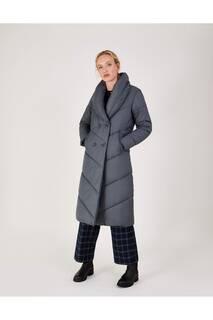 Серое длинное пальто Clara из переработанного полиэстера удлиненного кроя Monsoon, серый