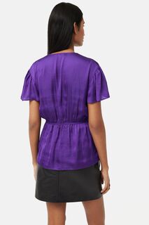 Фиолетовая блузка из переработанного атласа с декоративной драпировкой Jigsaw, фиолетовый
