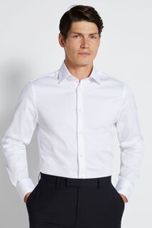 Белая фактурная рубашка узкого кроя в штакетник MOSS, белый