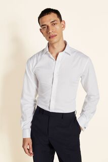 Белая текстурированная рубашка стандартного кроя с двойными манжетами MOSS, белый