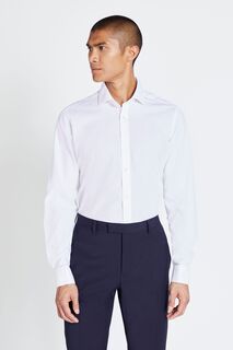 Белая рубашка приталенного кроя с двойными манжетами и без утюга MOSS, белый