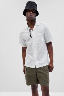 Рубашка с короткими рукавами из хлопка и льна Gap, белый