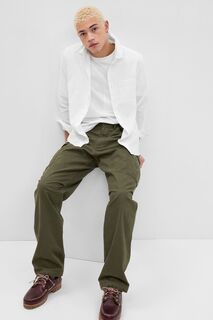 Льняно-хлопковая рубашка с длинными рукавами Gap, белый