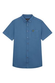 Оксфордская рубашка с короткими рукавами выцветшего цвета Lyle &amp; Scott, синий