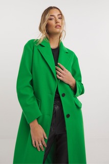 Зеленое шерстяное пальто-макси с искусственным мехом Simply Be, зеленый