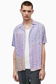 Фиолетовая рубашка Allsaints Tikal и шорты All Saints, фиолетовый