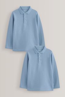 Школьная рубашка-поло с длинными рукавами Next, синий