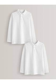 Школьная рубашка-поло с длинными рукавами Next, белый