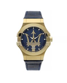 Мужские часы Potenza R8851108035 из кожи с синим ремешком Maserati, синий