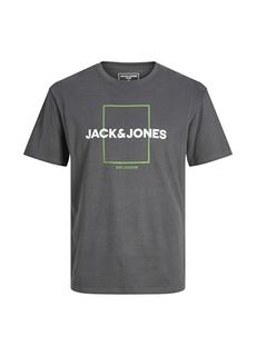 Однотонная темно-серая мужская футболка с круглым вырезом Jack &amp; Jones