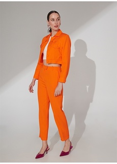 Оранжевые женские брюки узкого кроя со средней талией İpekyol Ipekyol