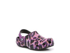 Сабо Crocs детские с леопардовым принтом, фиолетовый-черный