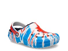 Тапочки-сабо женские Crocs Classic на подкладке, синий / белый / красный