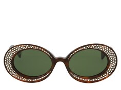 Круглые солнцезащитные очки со стразами – ФИНАЛЬНАЯ РАСПРОДАЖА Gucci, коньячный/коричневый черепаховый принт