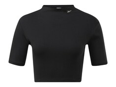 Рубашка Reebok укороченная в рубчик с коротким рукавом, черный
