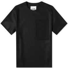 Футболка на молнии с накладными карманами Jil Sander, черный