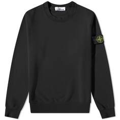 Свитшот для экипажа Stone Island, окрашенная в одежду, черный