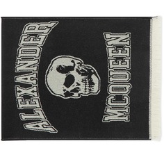 Шарф с логотипом Alexander McQueen Varsity Skull, черный