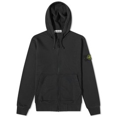 Толстовка с молнией и полной молнией Stone Island, окрашенная в одежде, черный