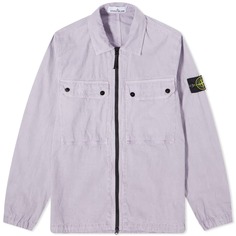 Окрашенная в одежде рубашка Stone Island с двумя карманами и молнией