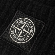 Шапка-бини Stone Island с шерстяной нашивкой, черный