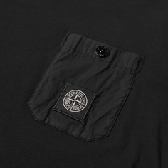 Футболка Stone Island Junior с длинными рукавами и нашивкой-логотипом и карманом, черный