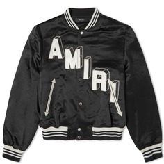 Атласная университетская куртка AMIRI, черный