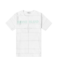 Stone Island Junior Футболка с графическим логотипом в виде сетки, белый
