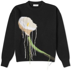 Вязаная пряжа Lanvin Intarsia Calla Lily Crew, черный