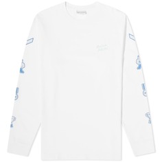 Комфортная футболка с длинными рукавами Maison Kitsune Prizes, белый