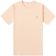 Обычная футболка Maison Kitsune с нашивкой в ​​виде головы лисы в тон, персиковый