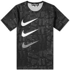 Черная футболка с вертикальным логотипом Comme des Garçons Black x Nike, черный