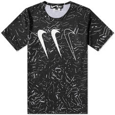 Черная футболка с горизонтальным логотипом Comme des Garçons Black x Nike, черный