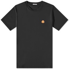 Moncler футболка с кожаной нашивкой, черный