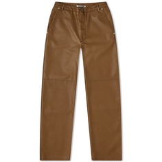 Прямые брюки из экокожи Open yy, коричневый