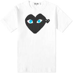 Футболка Comme des Garcons Play с логотипом в виде двойного сердца, белый/черный