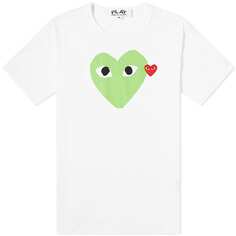 Футболка Comme des Garcons Play Red Heart с сердечками, белый/зеленый