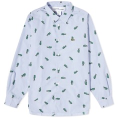 Comme des Garçons SHIRT x Lacoste Рубашка в разноцветную полоску под крокодила, белый/синий