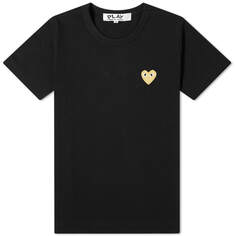 Женская футболка Comme des Garcons Play с золотым сердечком и логотипом, черный