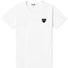 Женская базовая футболка с логотипом Comme des Garcons Play, белый/черный