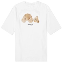 Свободная футболка Palm Angels Bear, белый/коричневый