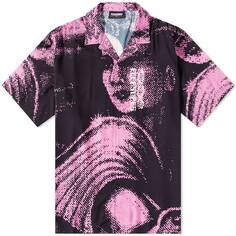 Рубашка на пуговицах с воротником Pleasures Femme Camp, черный/розовый