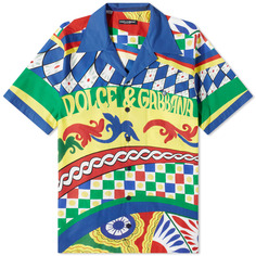Dolce &amp; Gabbana Carretto хлопковая отпускная рубашка с принтом, мультиколор