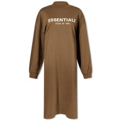 Платье с длинным рукавом и логотипом Fear of God Essentials, коричневый