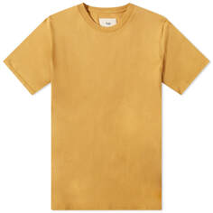 Folk-футболка с контрастными рукавами, желтый
