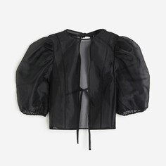 Блузка H&amp;M Puff-sleeved Organza, черный H&M
