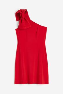 Платье H&amp;M Bow-detail One-shoulder, красный H&M