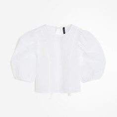 Блузка H&amp;M Puff-sleeved Organza, белый H&M