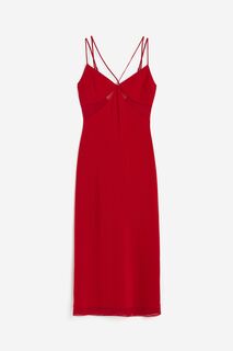 Платье H&amp;M Mesh-detail Slip, красный H&M