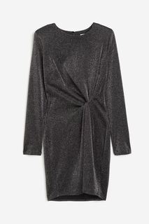 Платье H&amp;M Knot-detail Jersey, черный/серебристый H&M
